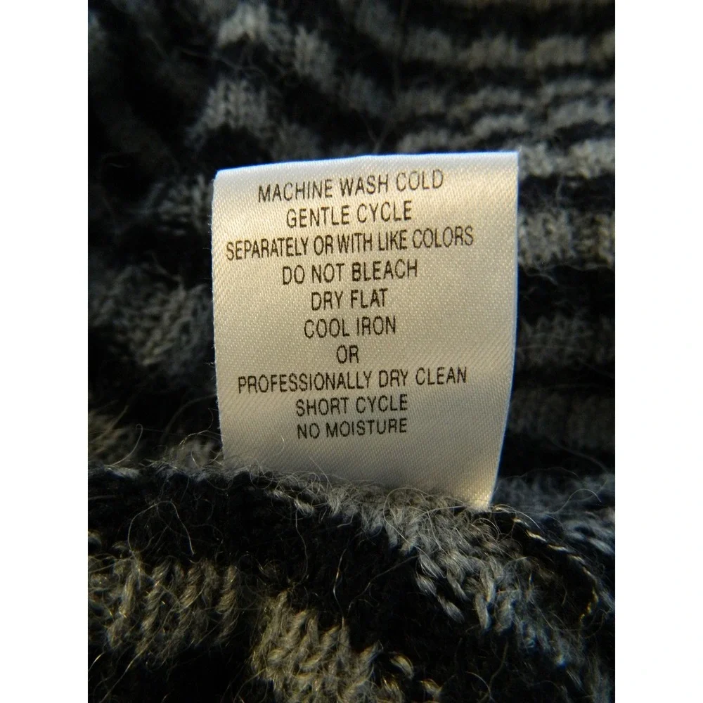 Lineamaglia Alpaca Wool‎ Open Cardigan Sweater Womens Medium Black Grey Striped